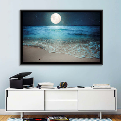 Full Moon Over Beach Wall Art