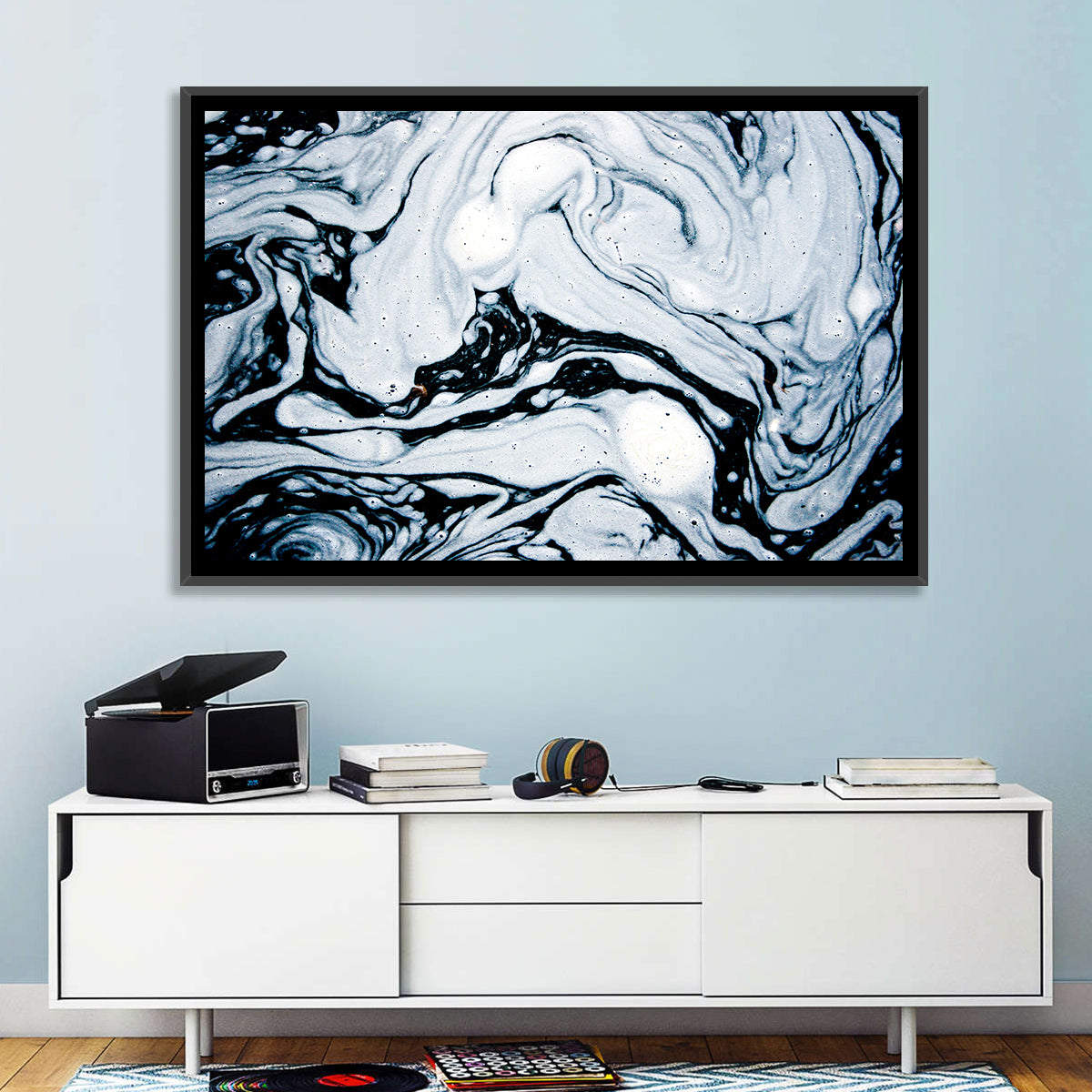 Foam Swirl Abstract Wall Art in a room, landscape