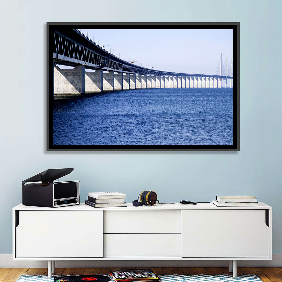 Oresund Bridge Perspective Wall Art in a room, landscape