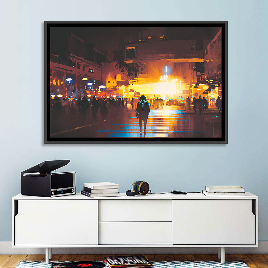 Futuristic Neon Cityscape Wall Art