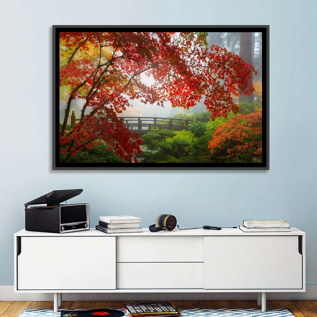 Portland Moon Bridge in Autumn Mist Wall Art