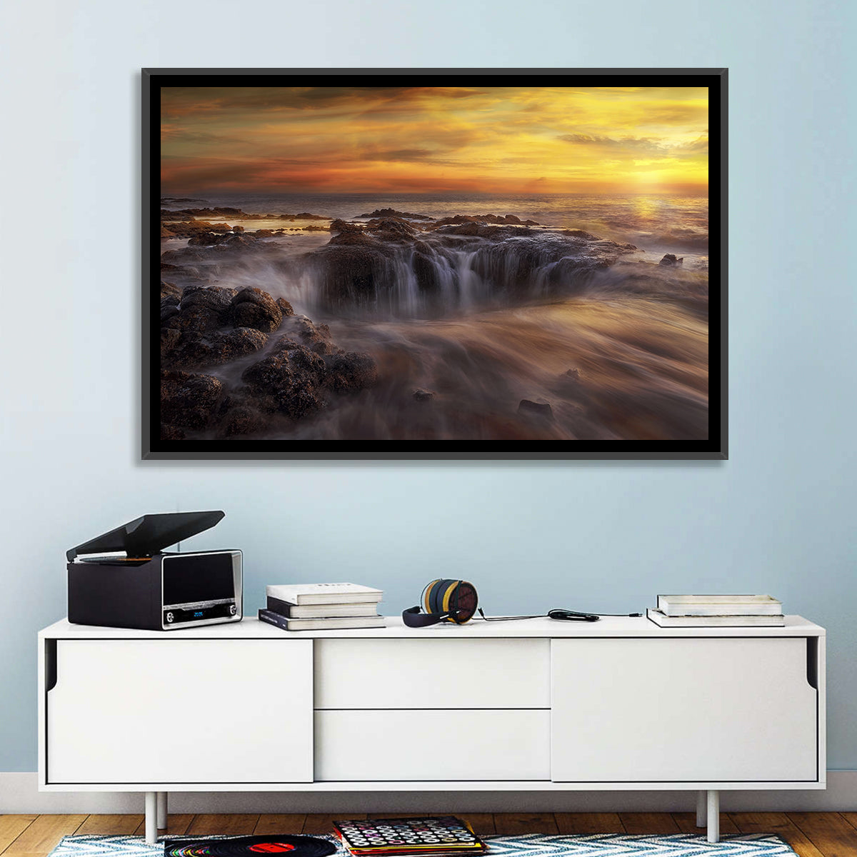Thors Well at Cooks Chasm Sunset Wall Art in a room, landscape