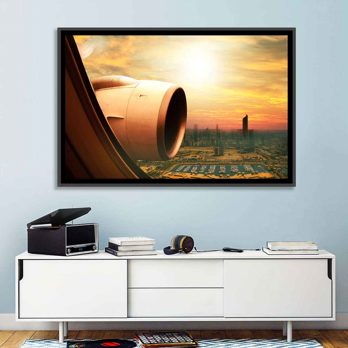 Kuwait City at Golden Hour Wall Art in a room, landscape