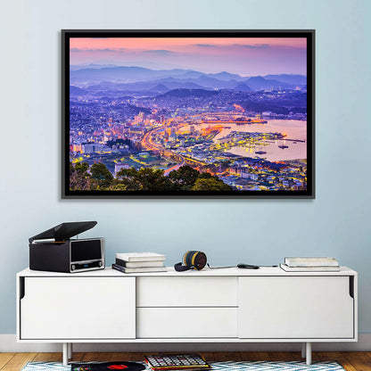 Sasebo Downtown Twilight Harbor Wall Art
