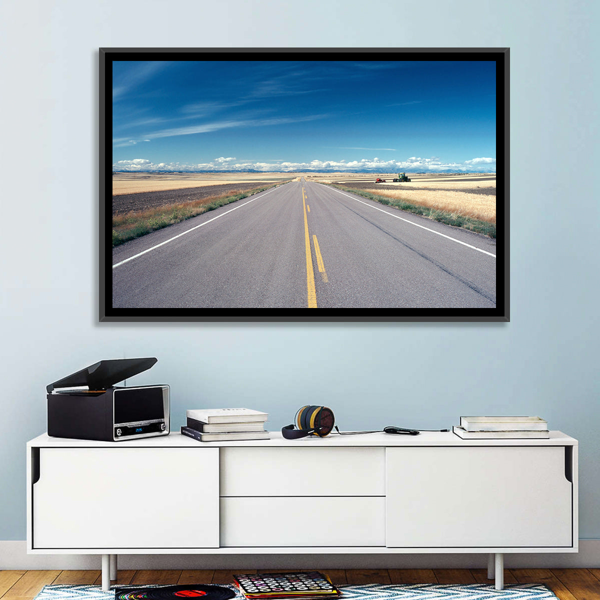 Infinite Road, Montana Wall Art in a room, landscape