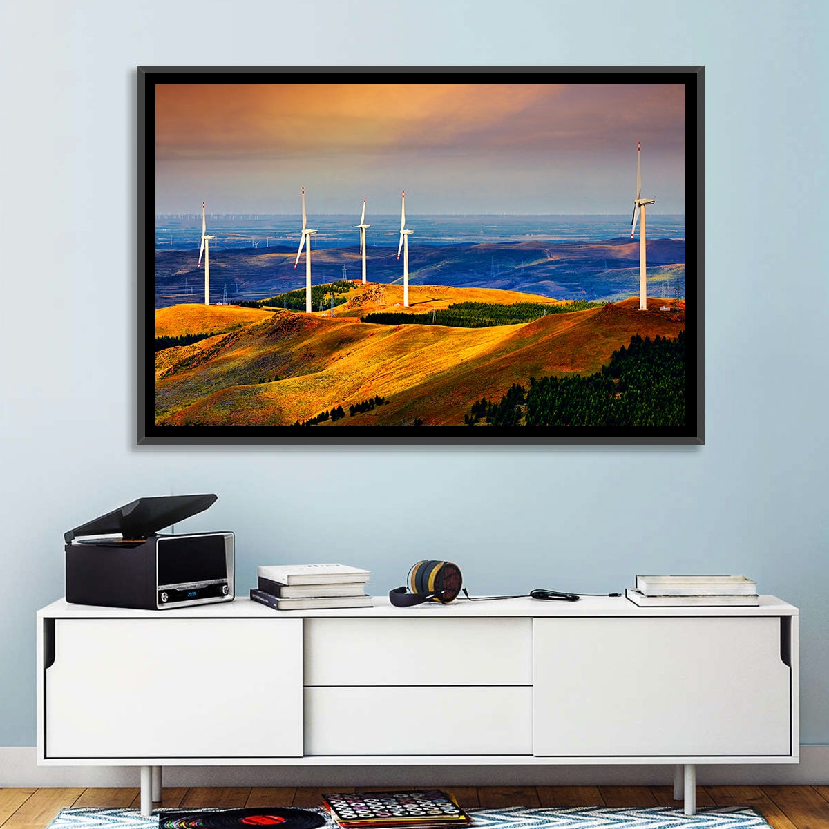 Golden Hour Wind Turbines Wall Art