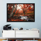 Autumn Forest Stream with Footbridge Wall Art