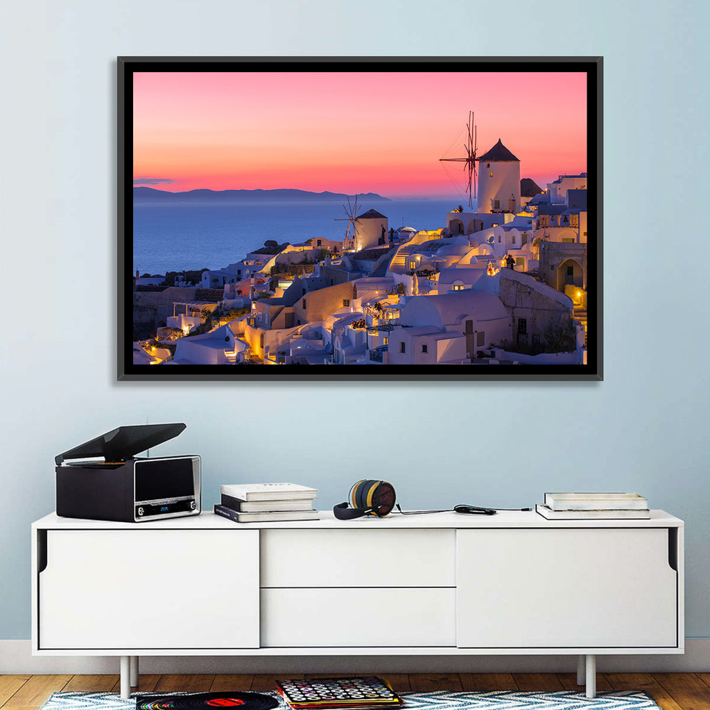 Oia Windmills at Dusk Wall Art