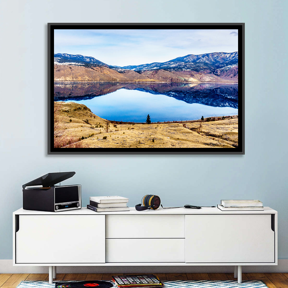Kamloops Lake Sunset with Snow Capped Peaks Wall Art