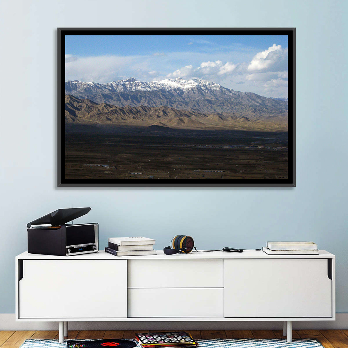 Snow-capped Afghan Mountains Wall Art in a room, landscape