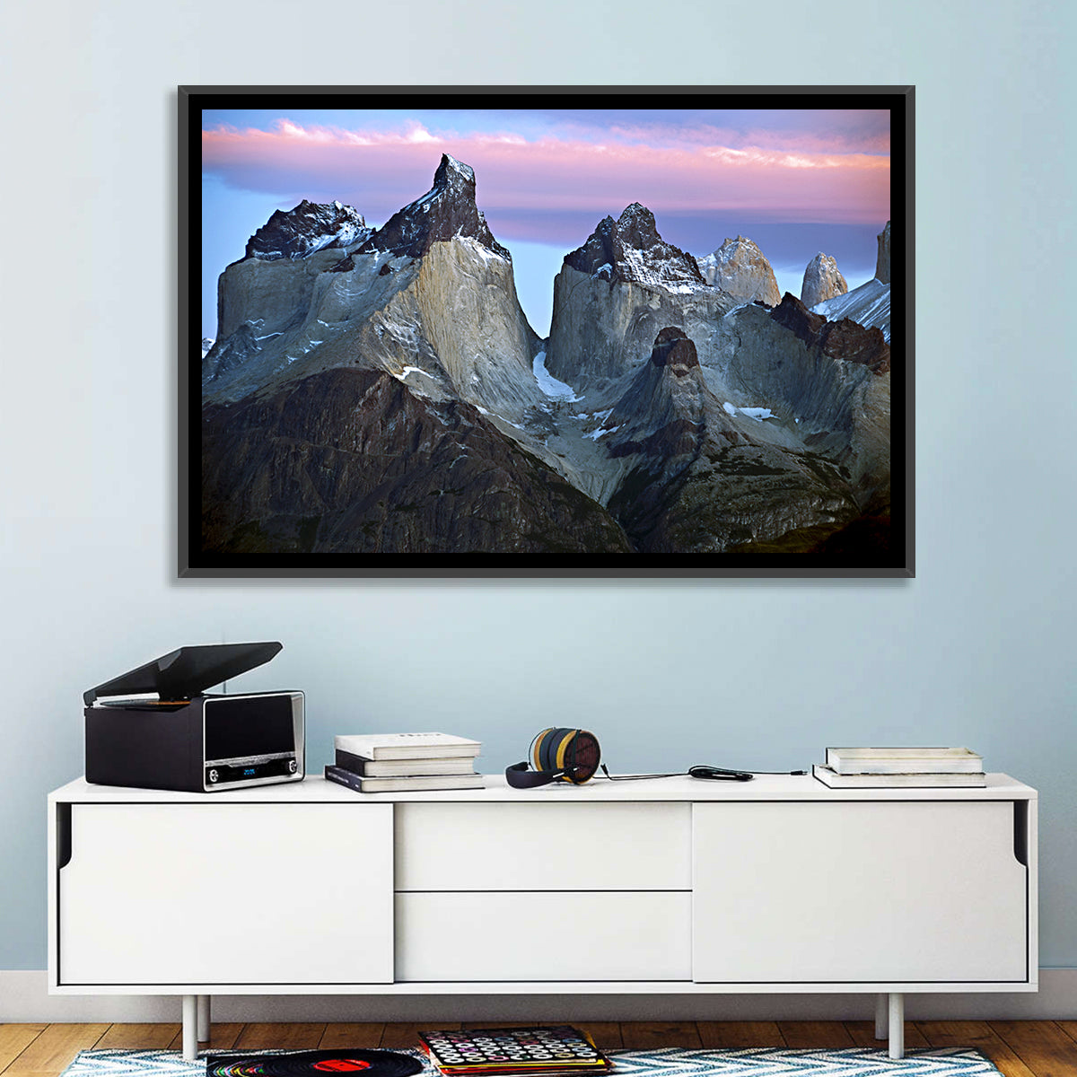 Los Cuernos Peak Valley, Torres Del Paine Wall Art in a room, landscape