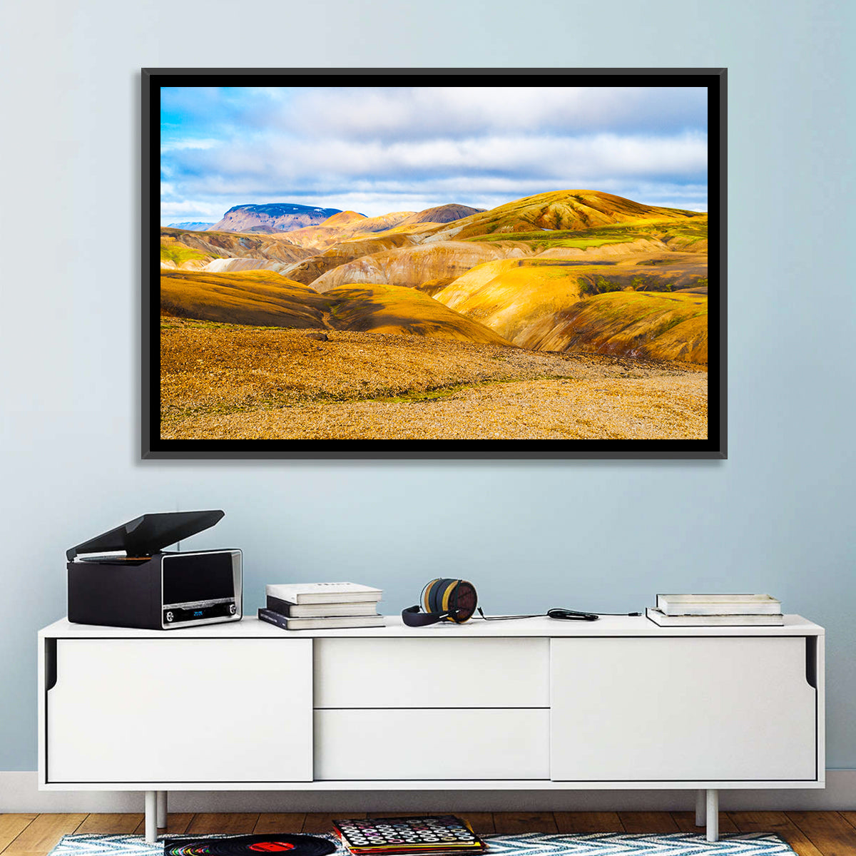 Landmannalaugar Rhyolite Mountains Wall Art in a room, landscape