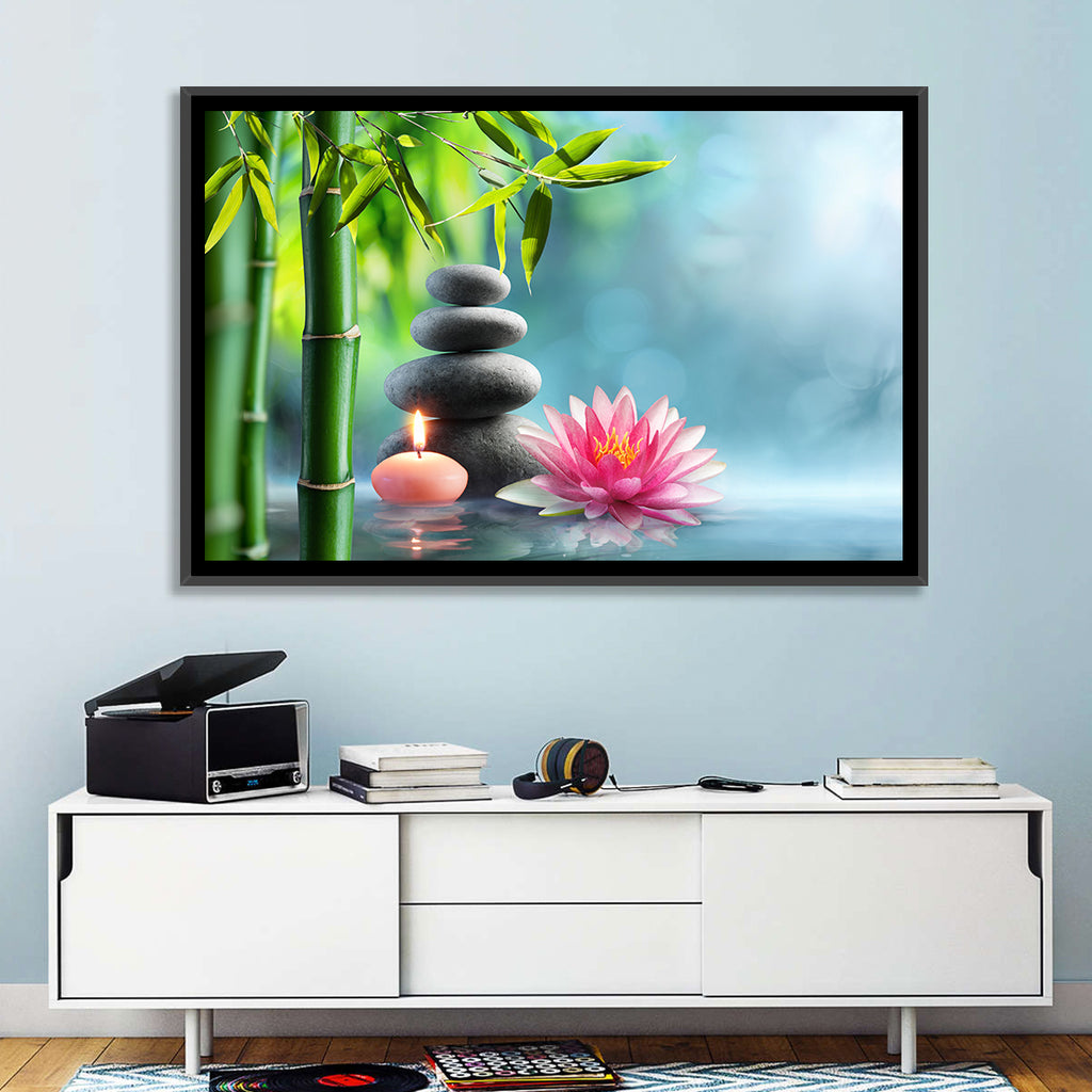 Zen Massage Stones with Waterlily Wall Art