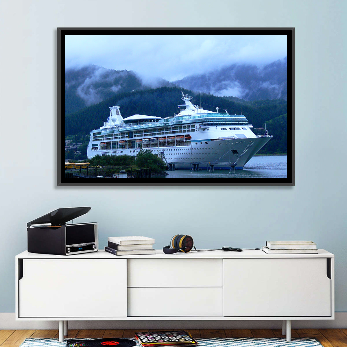 Misty Docked Cruise Ship Wall Art