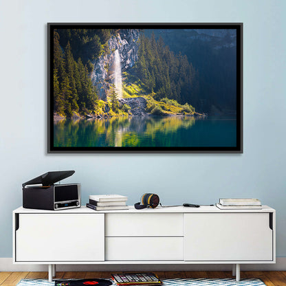 Lake Oeschinen Waterfall Reflection Wall Art