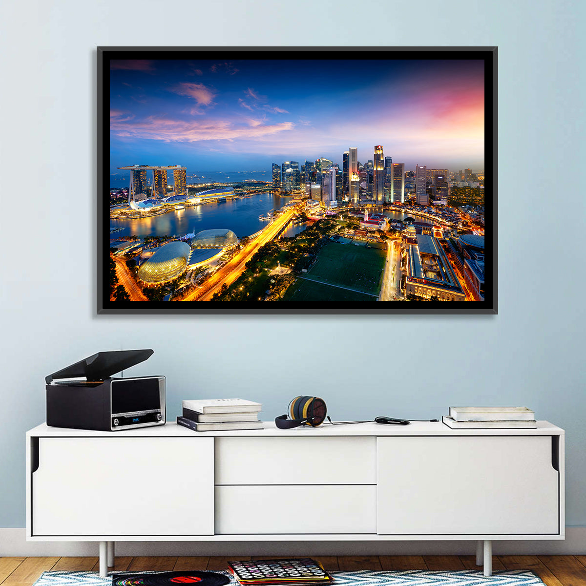 Marina Bay Twilight Singapore Wall Art in a room, landscape