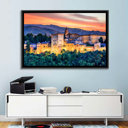 Alhambra Fortress at Golden Sunset Wall Art