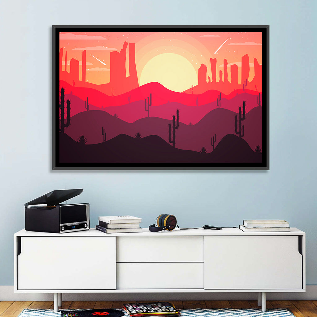 Sunset Desert Cacti Wall Art