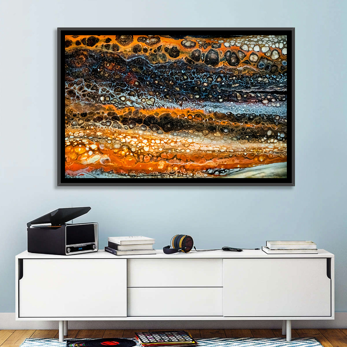 Cosmic River Strata Abstract Pour Wall Art