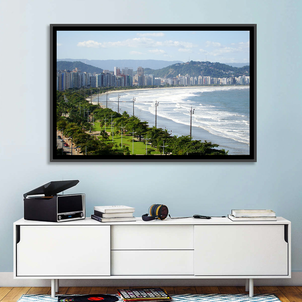 Santos Beach Promenade Wall Art in a room, landscape