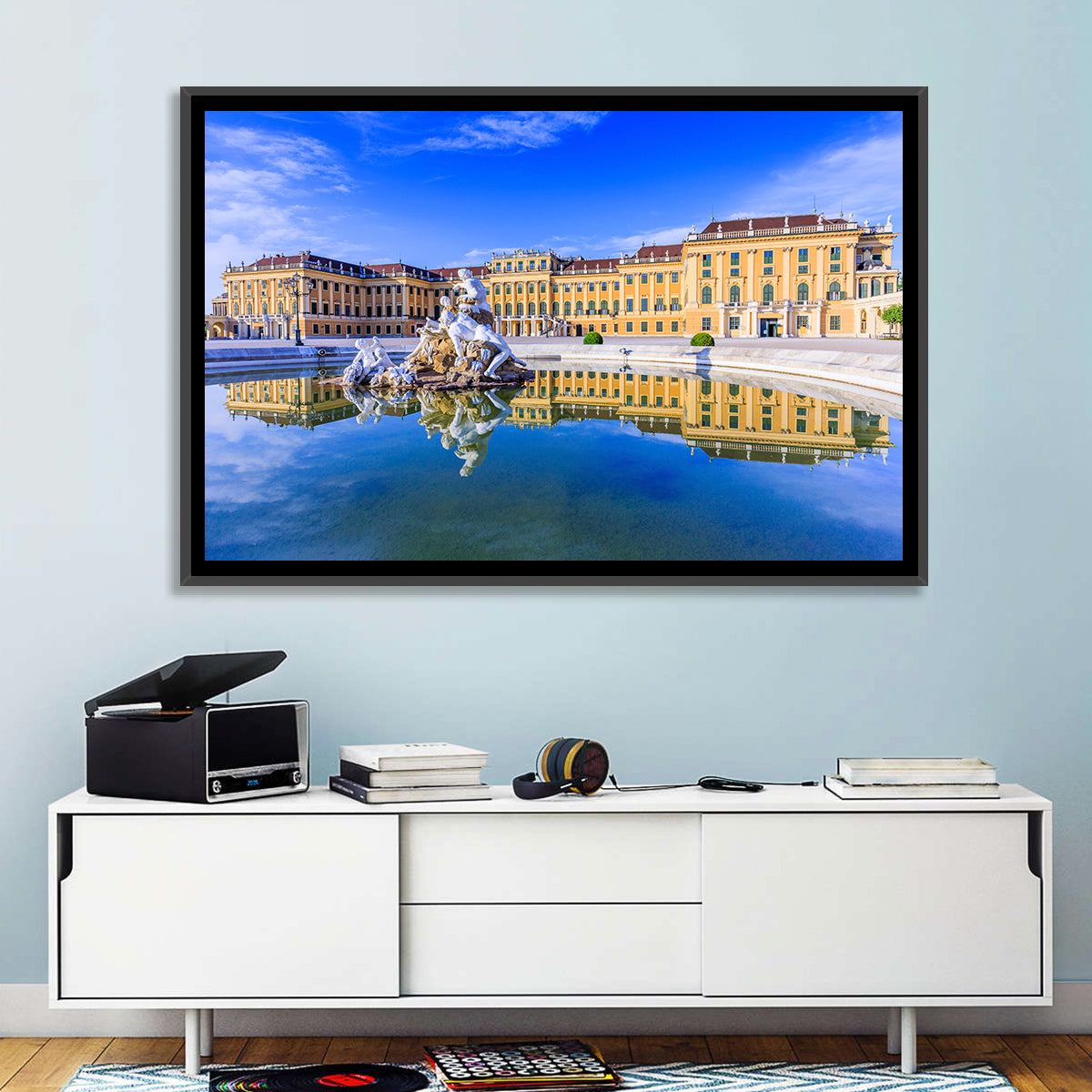 Schönbrunn Palace Fountain View Wall Art in a room, landscape