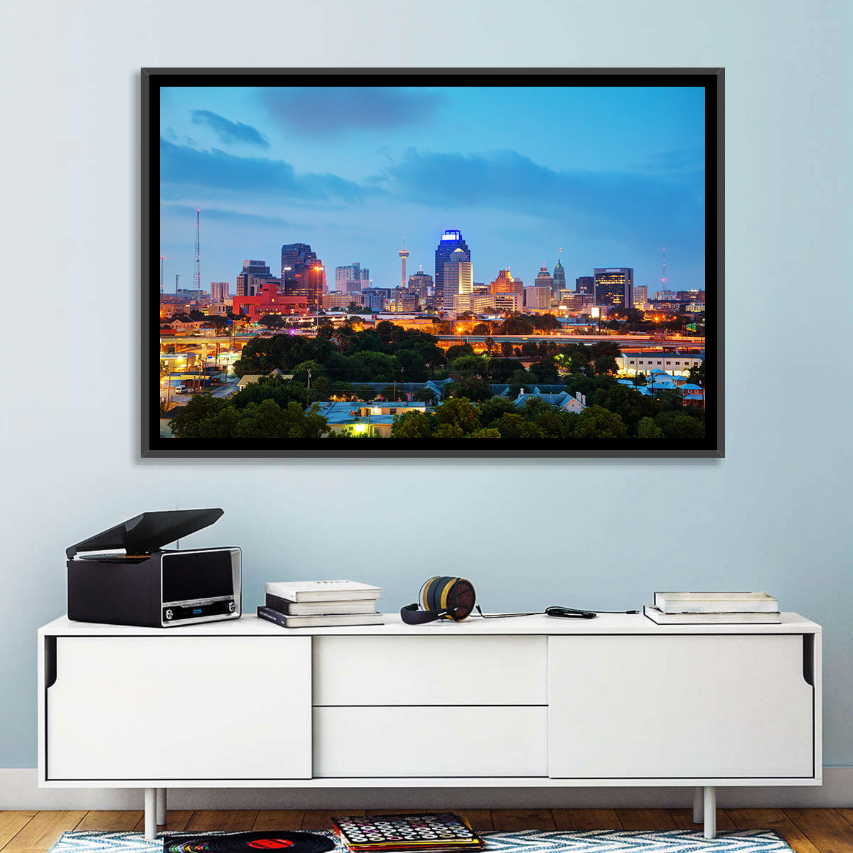 San Antonio Skyline at Dusk Wall Art