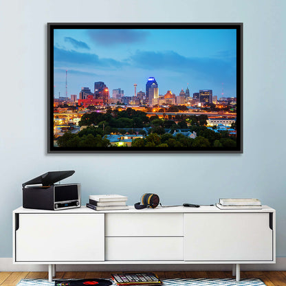 San Antonio Skyline at Dusk Wall Art