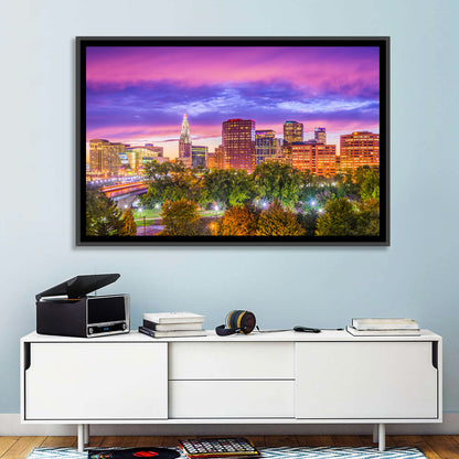 Hartford Skyline at Dusk Wall Art