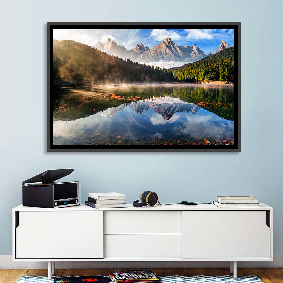 Morning Mist Mountain Lake Wall Art