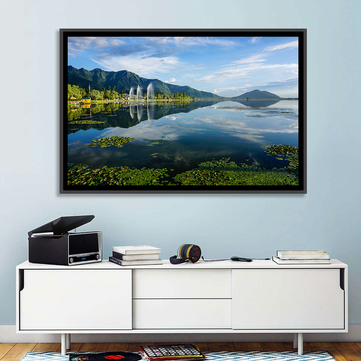Dal Lake Reflections, Srinagar Wall Art in a room, landscape