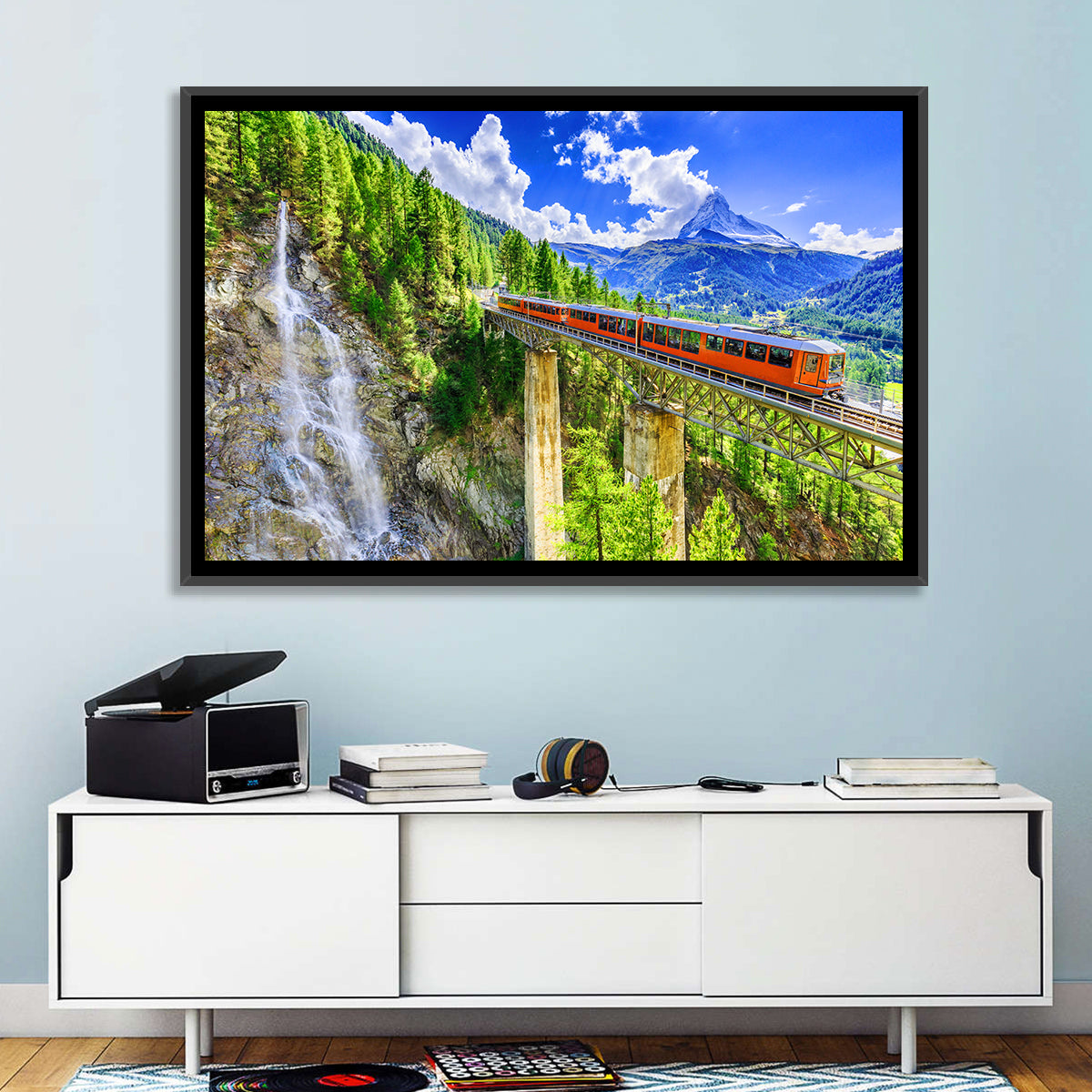 Gornergrat Tourist Train Wall Art in a room, landscape