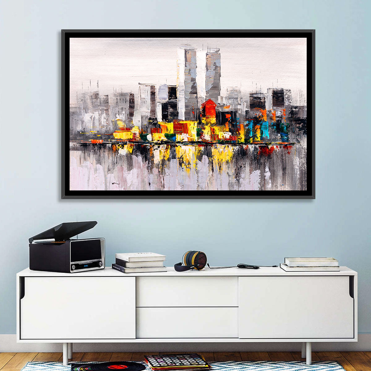 Abstract Skyline with Water Reflection Wall Art
