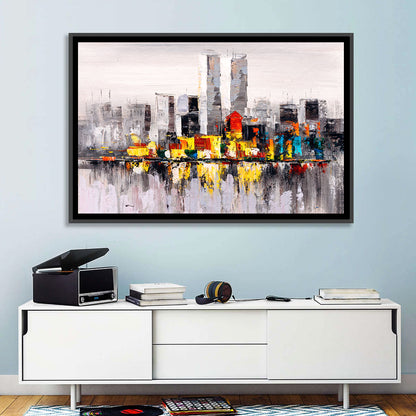 Abstract Skyline with Water Reflection Wall Art
