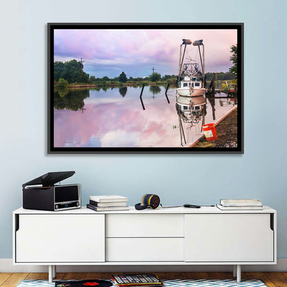 White Shrimp Boat on Louisiana Bayou Wall Art
