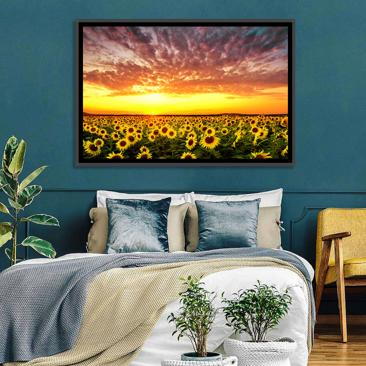 Sunflower Field Sunset Wall Art