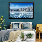 Cracked Ice Lake with Snowy Pines Wall Art