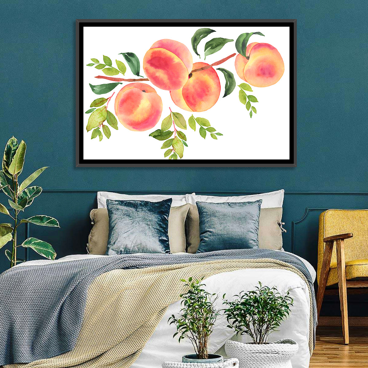 Watercolor Peach Branch Wall Art