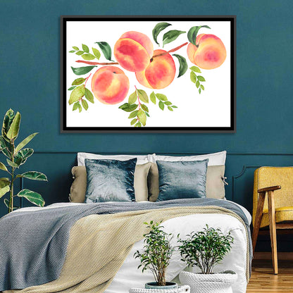 Watercolor Peach Branch Wall Art