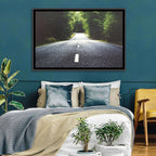 Summer Forest Road with Yellow Sign Wall Art