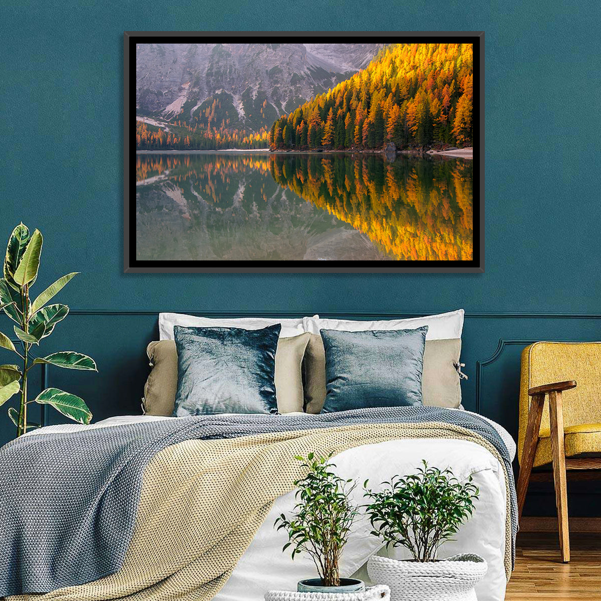Braies Lake Golden Reflection Wall Art
