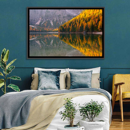 Braies Lake Golden Reflection Wall Art