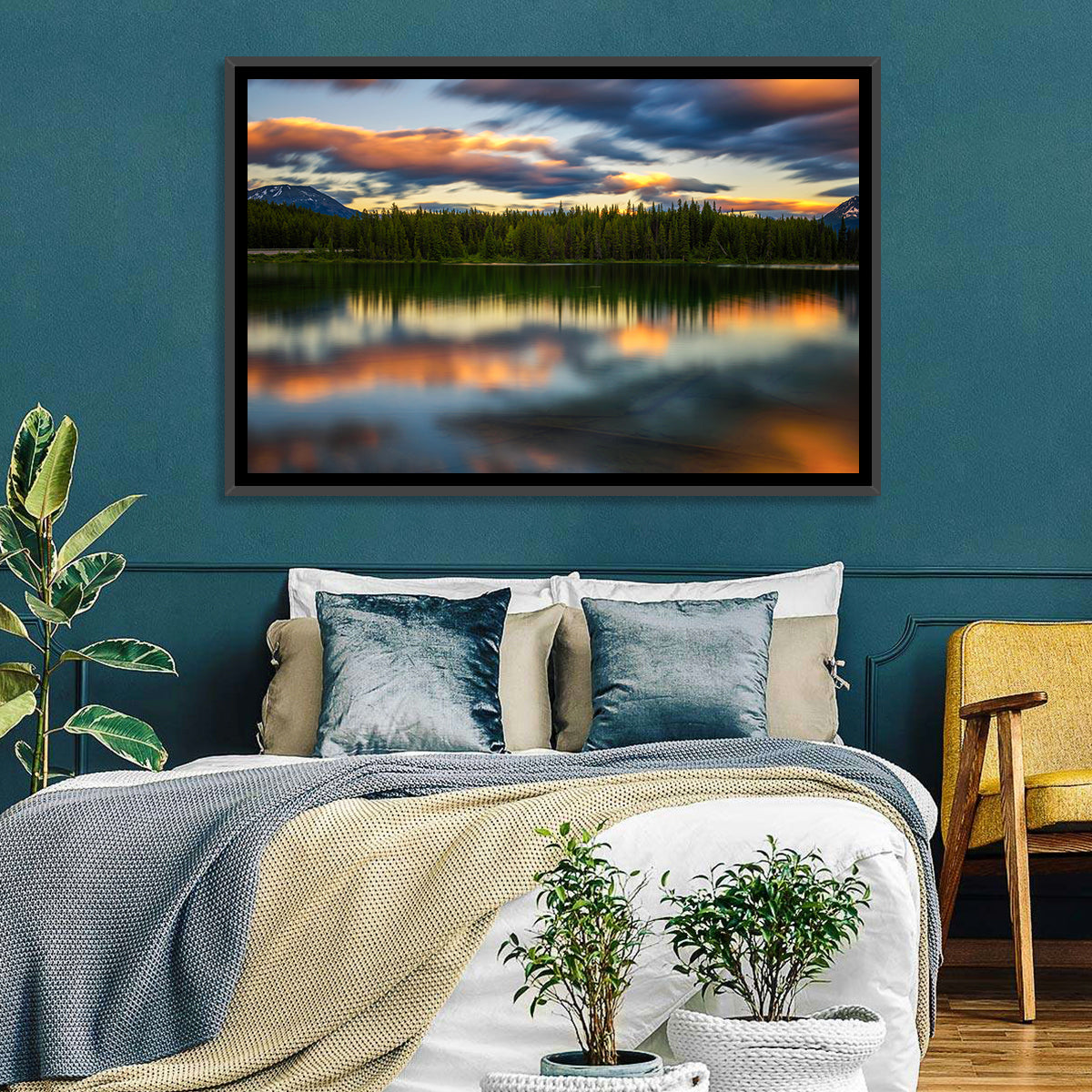 Herbert Lake Sunset Reflection Wall Art