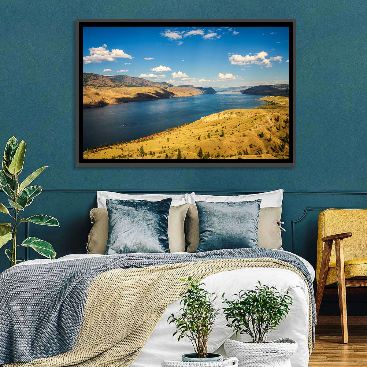 Kamloops Lake Shoreline View Wall Art in a room, landscape