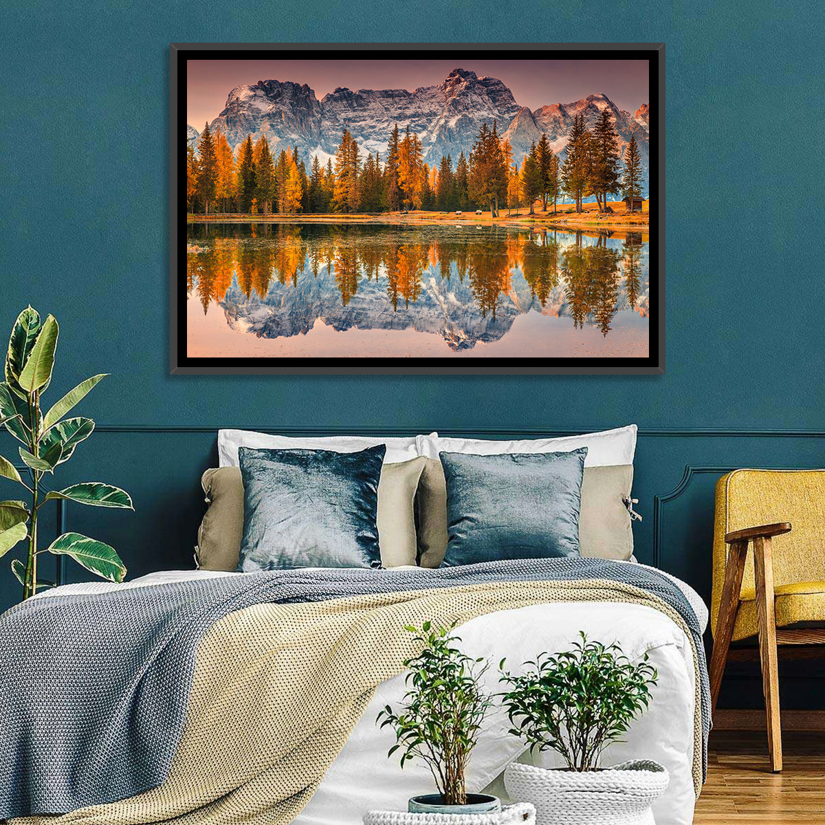 Antorno Lake Autumn Reflection Wall Art