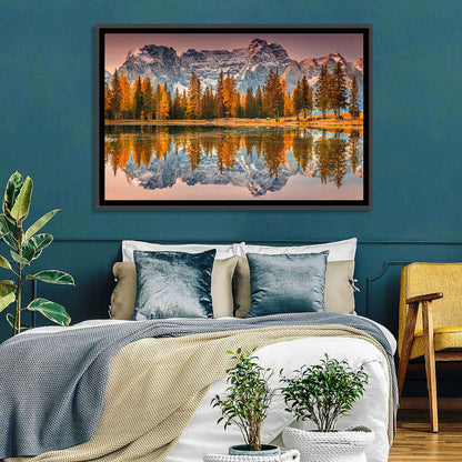 Antorno Lake Autumn Reflection Wall Art