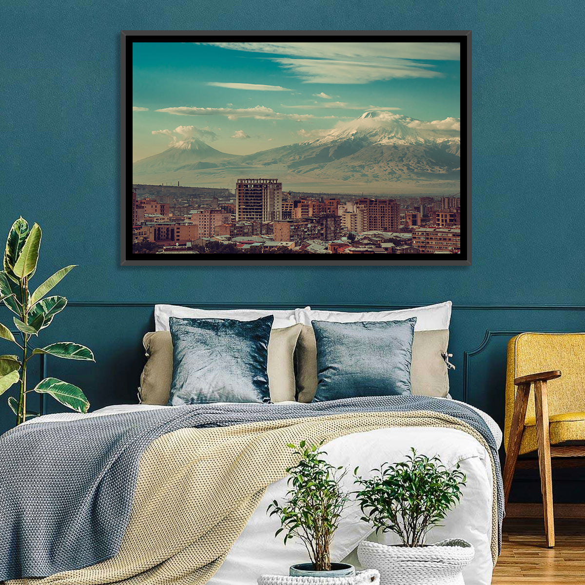 Yerevan Skyline with Mount Ararat Wall Art in a room, landscape