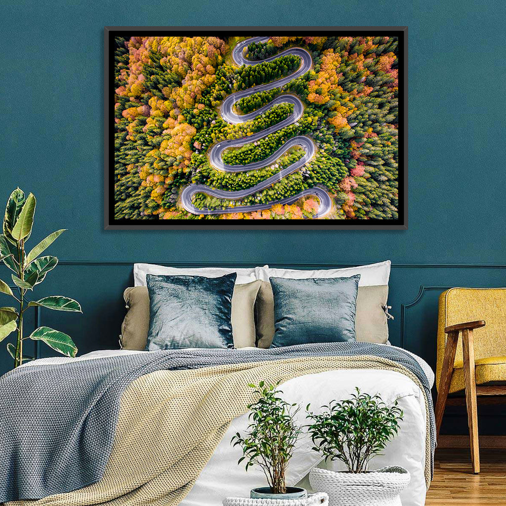 Autumn Winding Forest Road Wall Art