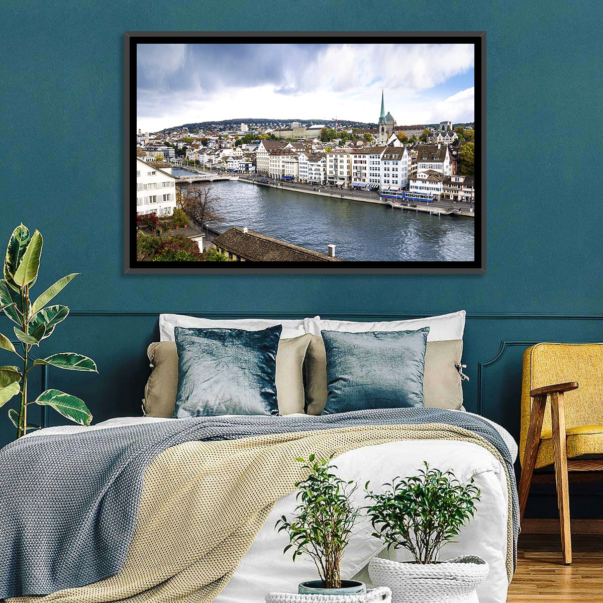 Limmat River at Fraumünster, Zurich Wall Art