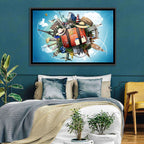 Suitcase and World Landmarks Montage Wall Art