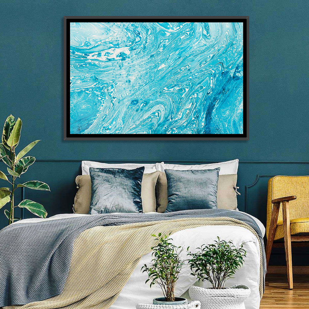 Cerulean Marbled Waves Wall Art